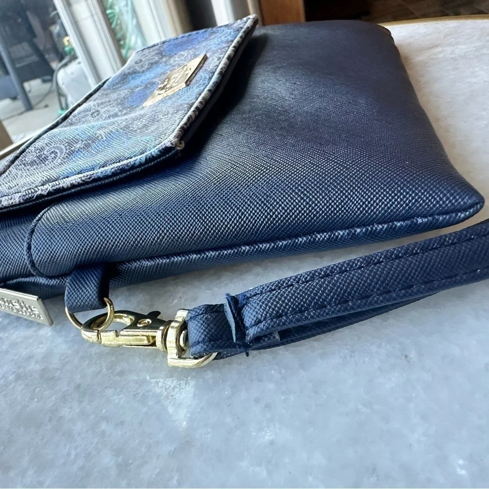 Nanette Lepore Blue Floral Clutch with Power Bank
